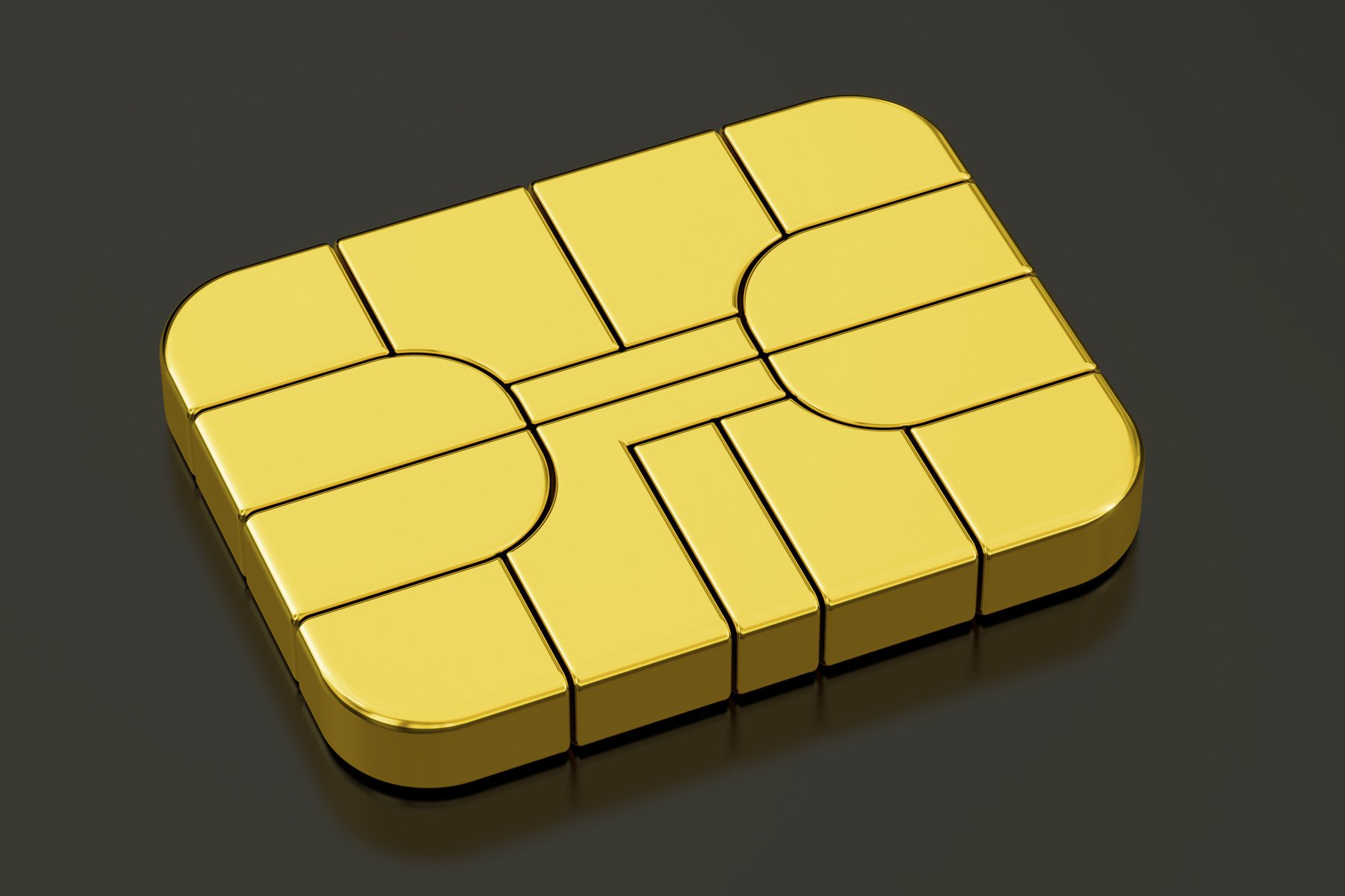 Credit Banking Card Chip or SIM Card Chip, 3D Rendering